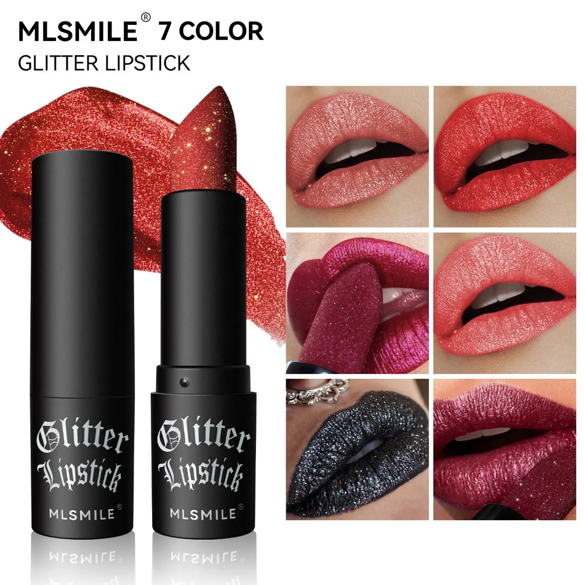 7 Colors Diamond Glitter Matte Liquid Lipstick Set – Non-Stick Cup Waterproof Long-Lasting Velvet Lip Gloss, Highly Pigmented Sparkly Lip Makeup Kit